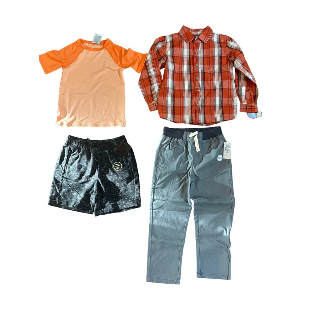 Boys Clothing Lot of 4 Items Button Down T Shirt‎ Shorts Pants NWT Size XS 4/5